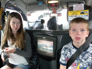 Musingsfromme.com Kids in a London Cab Taxi England